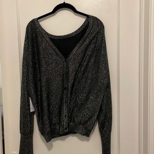 Velvet bt Graham & Spencer, black metallic reversible cardigan, XL, NWT